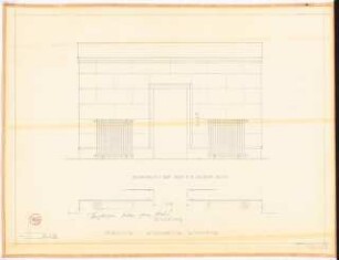 Reichsluftfahrtministerium, Berlin: Saalbau, Windfang (Stirnwand/Fahnenraum): Ansicht, Grundriss 1:20