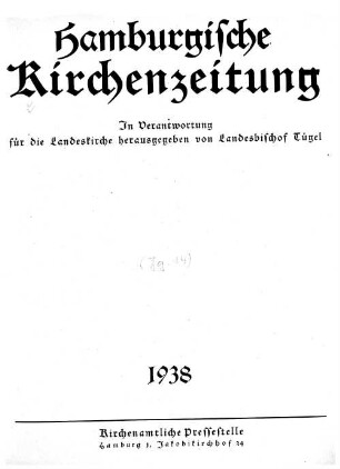 14.1938: Hamburgische Kirchenzeitung