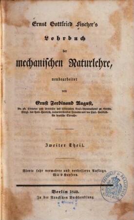 Ernst Gottfried Fischer's Lehrbuch der mechanischen Naturlehre. 2