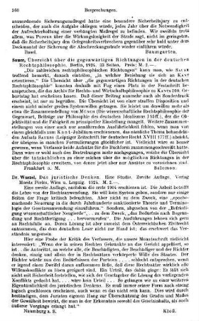 360, Sauer. Übersicht über die gegenwärtigen Richtungen in der deutschen Rechtsphilosophie. 1924