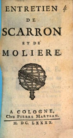Entretien De Scarron Et De Moliere