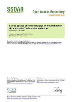 Sacred spaces of Karen refugees and humanitarian aid across the Thailand-Burma border