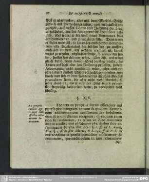 § XIV. Ex propriis cambiis agere licet cum effectu intra annum Saxonicum