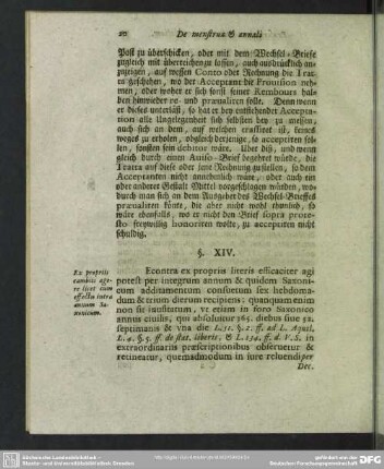 § XIV. Ex propriis cambiis agere licet cum effectu intra annum Saxonicum