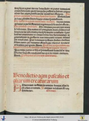 Benedictio agni pascalis et aliarum creaturarum.