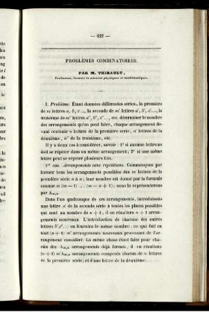 Problèmes combinatoires.