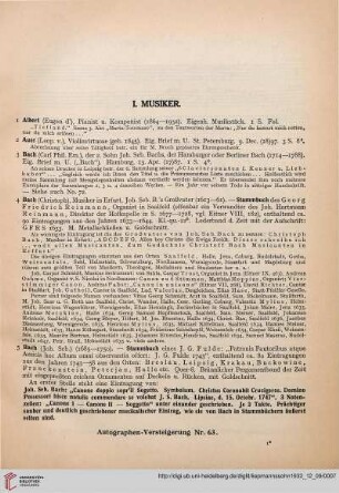 I. Musiker (Nr. 1-208)
