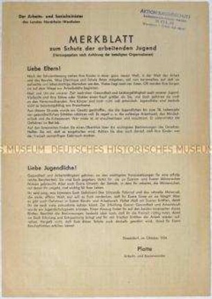 Merkblatt der Landesregierung NRW zum Jugendschutz
