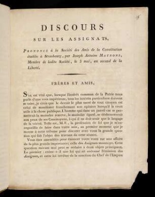 1-7, Discours Sur Les Assignats ...
