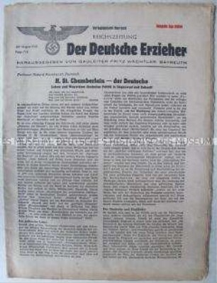 Fachzeitschrift des NS-Lehrerbundes "Der Deutsche Erzieher" u.a. über den britisch-deutschen Publizisten Houston Steward Chamberlain
