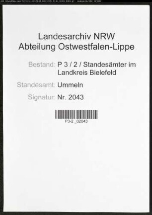 Sterberegister Standesamt Ummeln