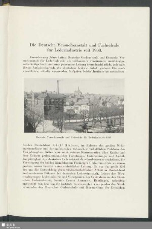 Die Deutsche Versuchsanstalt und Fachschule für Lederindustrie seit 1938