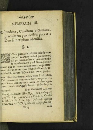 Membrum III. Ostendens, Christum victimam, piacularem pro nostris peccatis ... [u. a.]