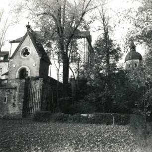 Neuhausen (Erzgebirge). Schloss Purschenstein. Parkseite der Schloßkirche