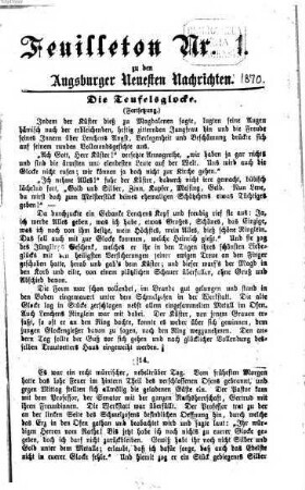 Augsburger neueste Nachrichten. Feuilleton zu den Augsburger neuesten Nachrichten. 1870