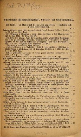 Antiquarischer Katalog von Ferdinand Steinkopf in Stuttgart. 360. 1886