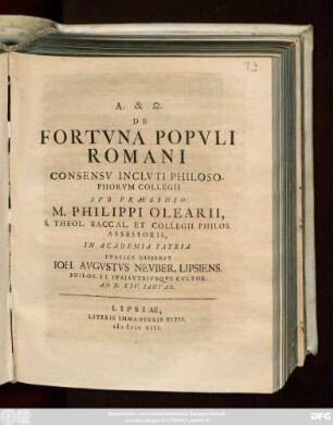 De Fortvna Popvli Romani