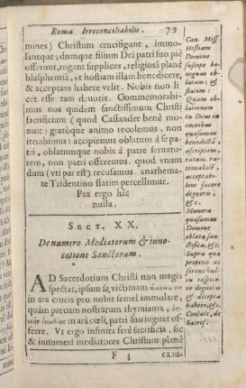 Sect. XX. De numero Mediatorum & inuocatione Sanctorum.