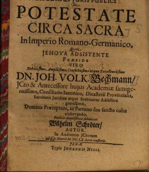 Discursus iuris publici de potestate circa sacra in imperio Romano-Germanico