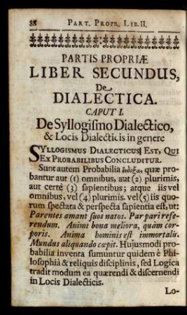 Liber Secundus, De Dialectica.