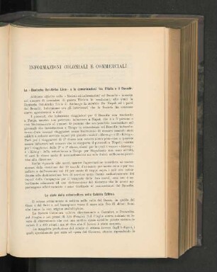Informazioni Coloniali E Commerciali.