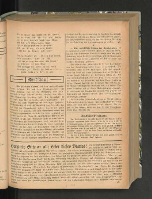 Herzliche Bitte an alle Leser dieses Blattes!