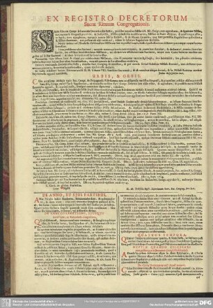 Ex Registro Decretorum Sacrae Rituum Congregationis