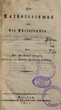 Der Katholicismus und die Philosophie