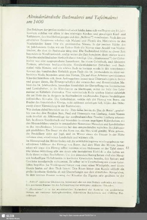 Altniederländische Buchmalerei und Tafelmalerei um 1400