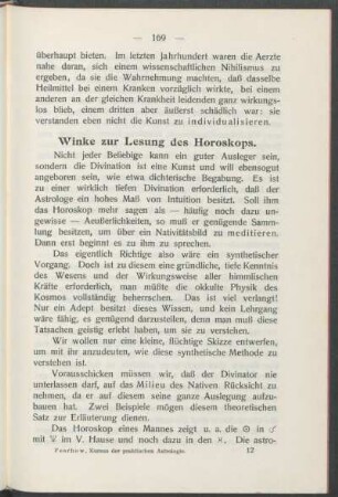 Winke zur Lesung des Horoskops.