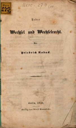 Über Wechsel und Wechsel-Recht
