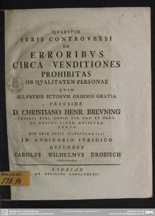 Quaestio Iuris Controversi De Erroribus Circa Venditiones Prohibitas Ob Qualitatem Personae