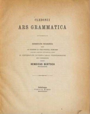 Cledonii Ars grammatica