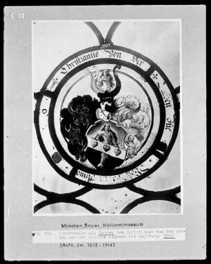 Scheibe mit Wappen des Christianus von der Linden