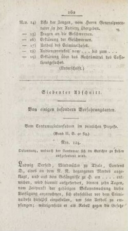 Siebenter Abschnitt. Von einigen besonderen Verfahrungsarten