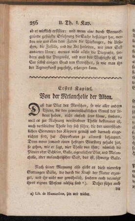 Erstes Kapitel Von der Melancholie der Alten.