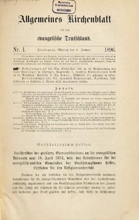 Allgemeines Kirchenblatt für das evangelische Deutschland : Amtsblatt des Deutschen Evangelischen Kirchenbundes. 45. 1896