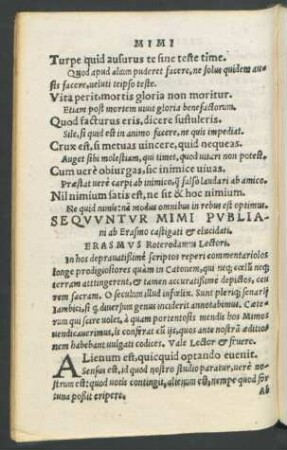Sequuntur Mimi Publiani ab Erasmo castigati et elucidati.
