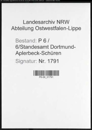 Sterberegister Standesamt Dortmund-Aplerbeck-Schüren XXV)