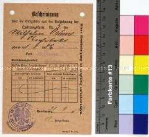 Bescheinigung des Charlottenburger Polizeireviers über Versicherungsbeitragszahlungen des Architekten Wilhelm Oehme