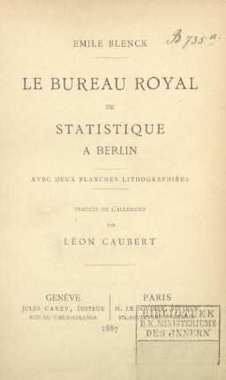 Le Bureau Royal de Statistique a Berlin