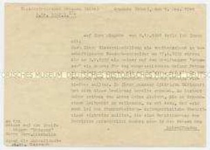 Schreiben zur Beschäftigung von Hermann Koscholke als Heizer - Familienkonvolut