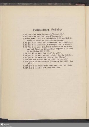 Berichtigungen. Nachträge