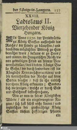 XXVIII. Ladislaus II. Vierzehender König Hungarn
