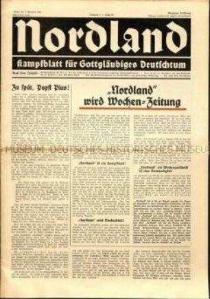 Zeitung des radikalreligiösen Nationalsozialismus, 6. Jg. 1938, Nr. 23