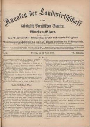 No. 16. Berlin, den 17. April 1867. VII. Jahrgang.