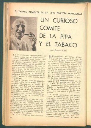 Un curioso comité de la pipa y el tabaco : El tabaco aumenta en un 75% nuestra mortalidad