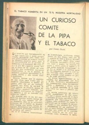 Un curioso comité de la pipa y el tabaco : El tabaco aumenta en un 75% nuestra mortalidad