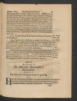 Membrum II. De Methodo Universali s. De Disciplinis.