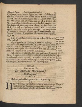 Membrum II. De Methodo Universali s. De Disciplinis.